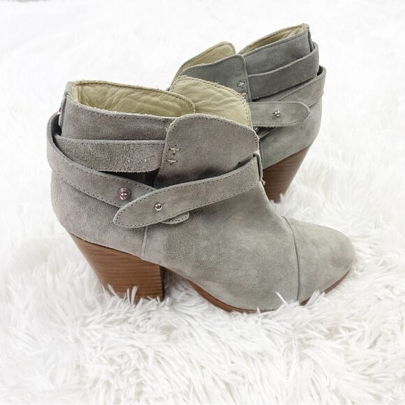 Rag & Bone Harrow Gray Suede Block Heel Booties - Picture 1 of 12